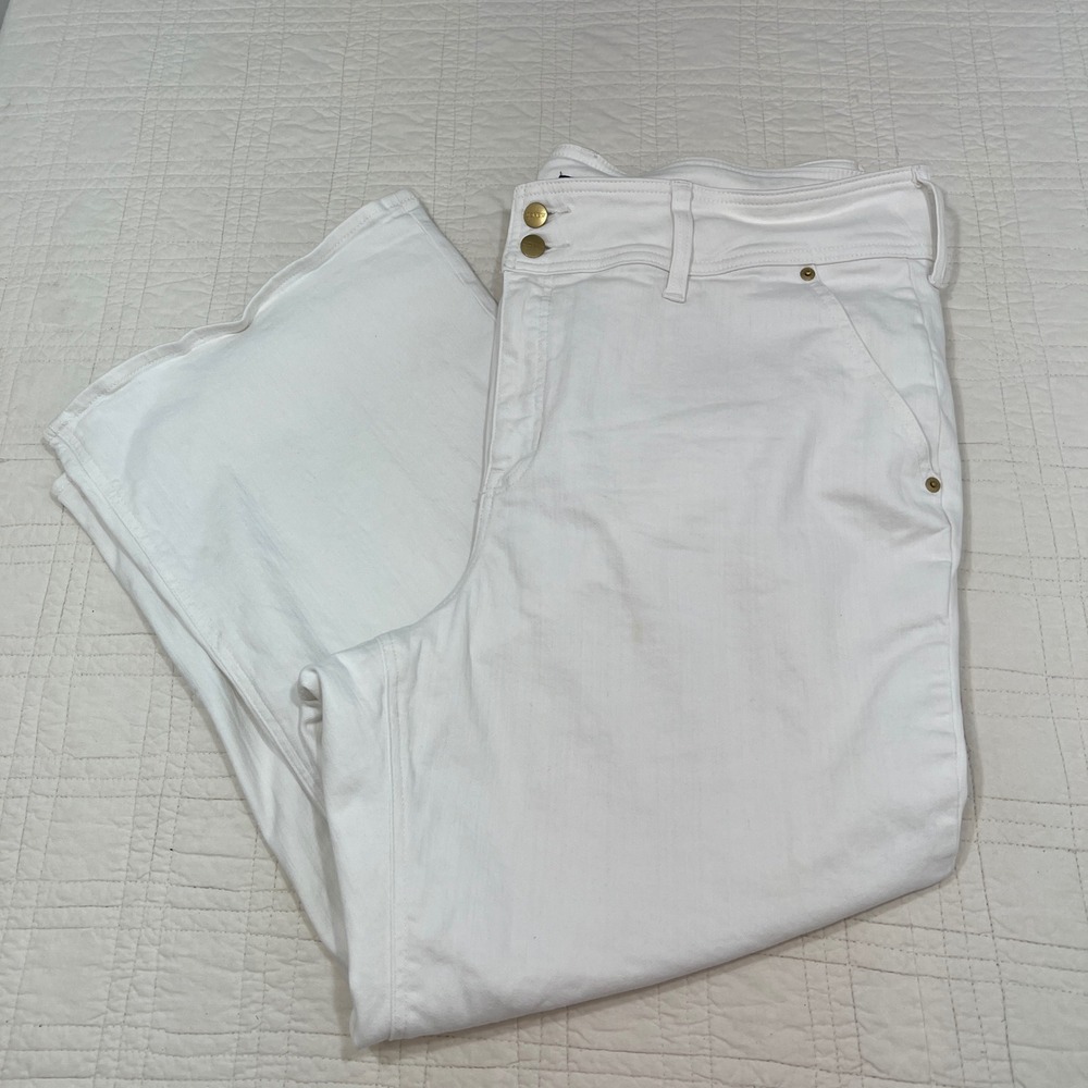 J.Crew Re-Imagined White Wide Leg Crop Jeans Size 35 High Rise Stretch Denim